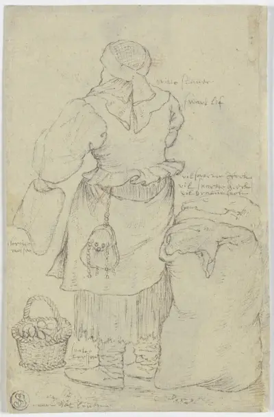 Market Woman with a Basket of Eggs av Roelant Savery