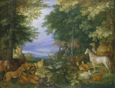 Orpheus Charming the Animals with His Music, 1610 av Roelant Savery