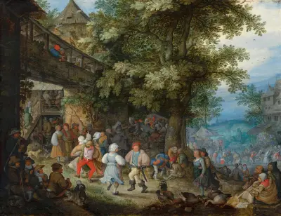 Peasants Dancing outside a Bohemian Inn av Roelant Savery