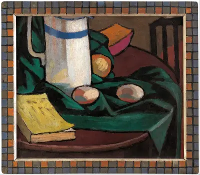 Still life; jug and eggs av Roger Fry
