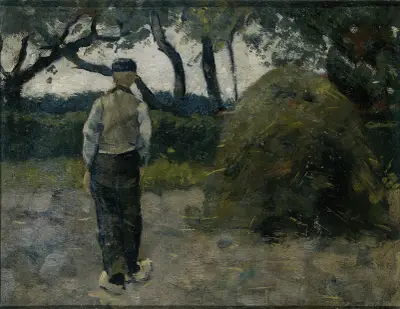 En bonde vid en höstack av Richard Nicolaüs Roland Holst