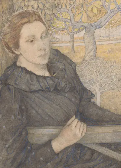 Henriëtte van der Schalk in een tuin te Noordwijk av Richard Nicolaüs Roland Holst