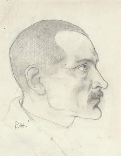 Kopia av en man med mustasch, från sidan av Richard Nicolaüs Roland Holst
