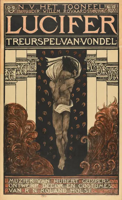 Lucifer Treurspel van Vondel. N.V.Het Tooneel dir; Willem Royaards, Muziek van Hubert Cuypers, Ontwerp Decor en Costumes van R N Roland_ av Richard Nicolaüs Roland Holst