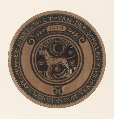 Design för ex libris till W.C.Th. van der Schalk av Richard Nicolaüs Roland Holst