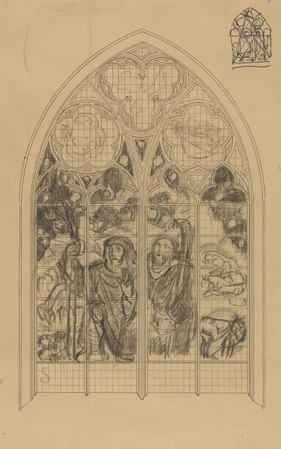 Förslag till fönster i Frederik van Sierck-kapellet i Utrecht domkyrka; herdarnas tillkännagivande av Richard Nicolaüs Roland Holst