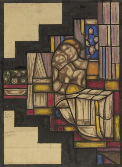 Návrh na okno v nizozemském pavilonu na výstavě Arts Décoratifs v Paříži, 1925, 1925 – Nr. 2, Richard Nicolaüs Roland Holst