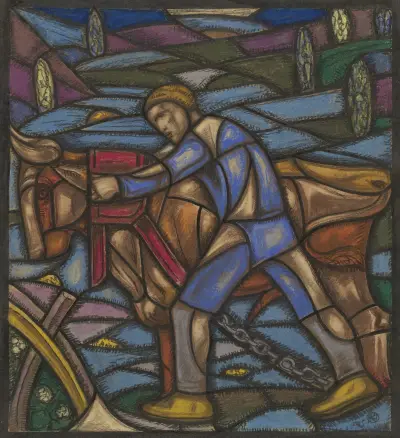 Ontwerp voor raam in het Nederlands Paviljoen op de tentoonstelling Arts Décoratifs te Parijs, 1925, 1925 – nr 4 av Richard Nicolaüs Roland Holst