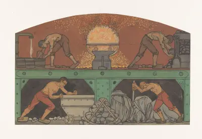 Ontwerp voor schildering in de beurs van Berlage; De Industrie av Richard Nicolaüs Roland Holst