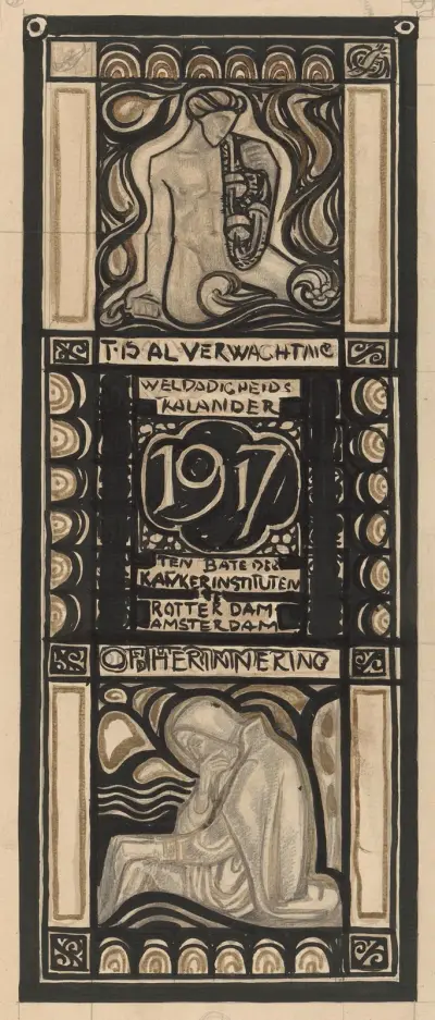 Design för välgörenhetskalendern 1917 av Richard Nicolaüs Roland Holst