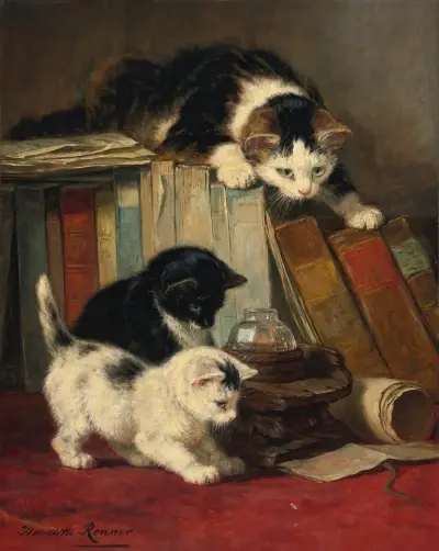 Watching The Prey av Henriëtte Ronner-Knip