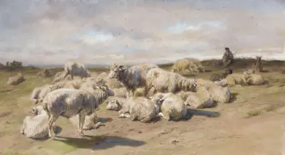 Ein ruhender Hirte mit seiner Herde von Rosa Bonheur