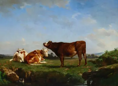 Tre kor på bete av Rosa Bonheur