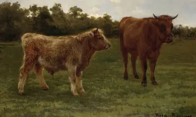 Two Cows Grazing av Rosa Bonheur
