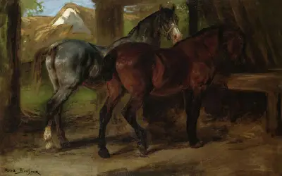 Two Horses In A Stable av Rosa Bonheur