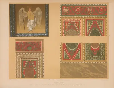 1. Tableau à la voute du Bema, 2 à 4 Mosaiques de marbre des murs dans l’église Ste. Sophie av Joseph Rose Lemercier