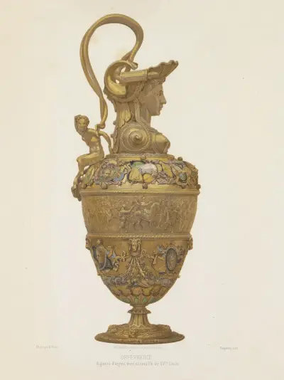 Aiguière d’argent doré et émaillé du XVIe siècle av Joseph Rose Lemercier