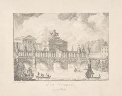 Design for a Triumphal Bridge av Joseph Rose Lemercier