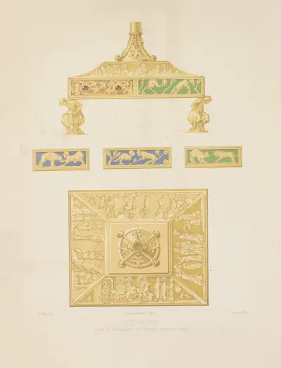 Förgylld bronsrelikvariefot av Joseph Rose Lemercier