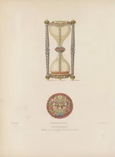 Guldemaljerat timglas med rubiner av Joseph Rose Lemercier