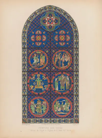 Vitrail de Suger à l’Eglise de St. Denis XIIe Siècle av Joseph Rose Lemercier