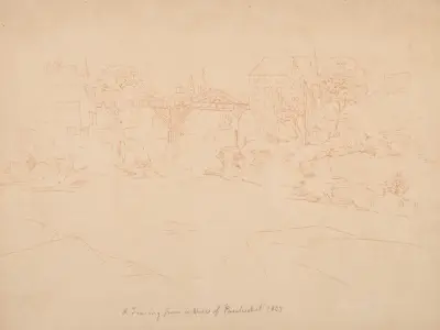 A tracing of a view of Pawtucket av John Rubens Smith