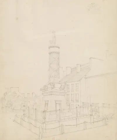 Battle Monument as seen from the west door of City Hotel, Baltimore av John Rubens Smith