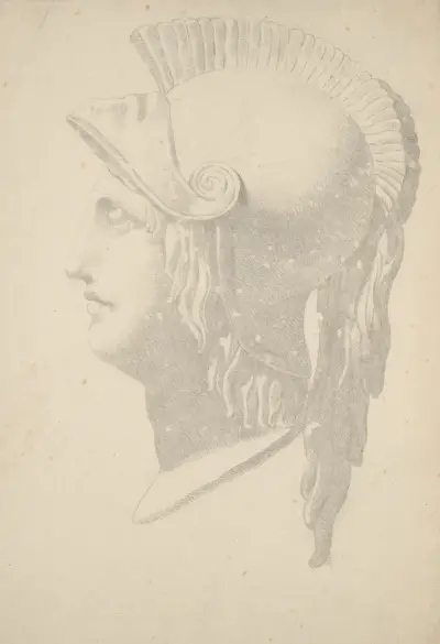 Bystprofil av grekisk soldat med hjälm av John Rubens Smith