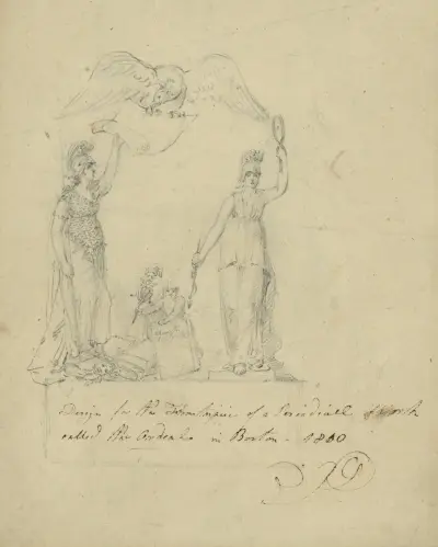 Försättsblad till tidskriften The Ordeal, Boston 1810 av John Rubens Smith