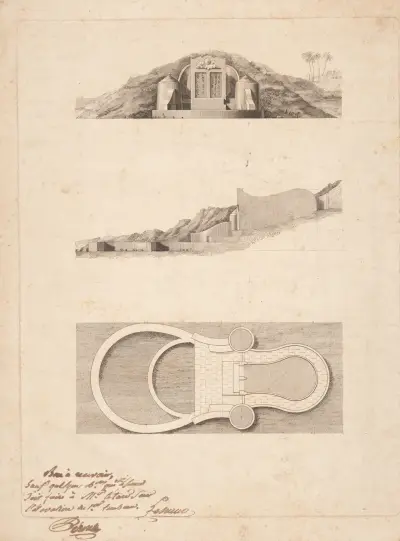 Egyptian ediface built into a hill av John Rubens Smith