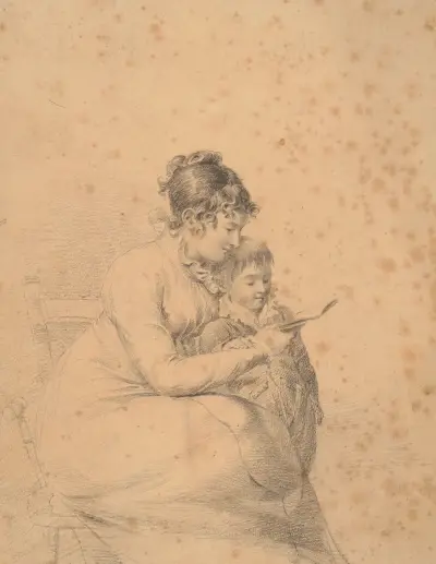 Eliza P. Smith teaching John his lesson av John Rubens Smith