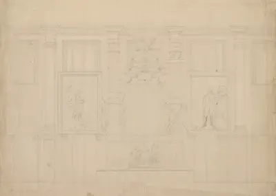Innervägg med arkitektoniska ornament från USA:s kongressbyggnad av John Rubens Smith