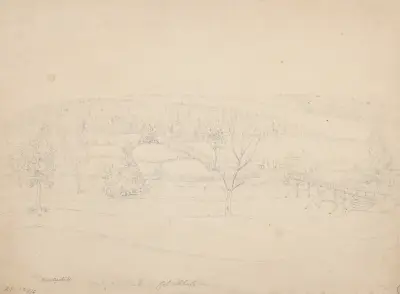 Kauterskill Creek och överste Abeels gård av John Rubens Smith