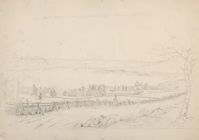 Near Mount Pleasant looking over Haverstraw Bay to entrance of High Lands av John Rubens Smith