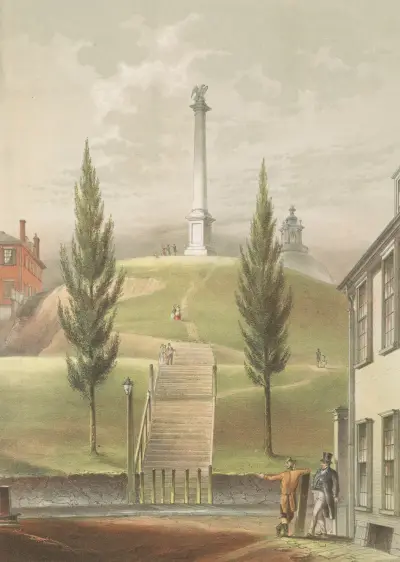Gamla Boston. Beacon Hill från Derne Street av John Rubens Smith