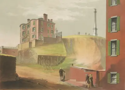Old Boston. Beacon Hill, with Mr. Thurston’s house, from Bowdoin St. av John Rubens Smith