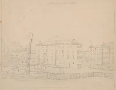 Part of India Wharf & stores av John Rubens Smith