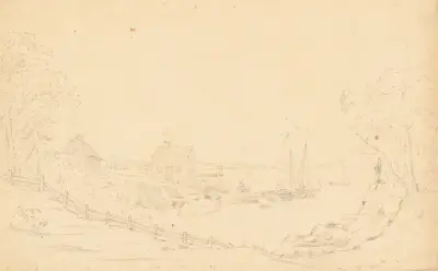 Scen i Connecticut, möjligen mynningen av Mill River av John Rubens Smith