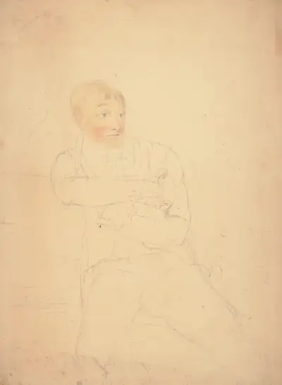 Sittande ung man, vänd något åt höger av John Rubens Smith