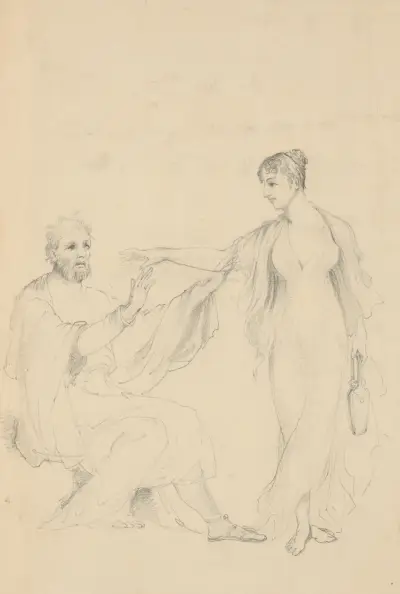 Skiss med draperade figurer av John Rubens Smith