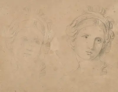 Två idealiserade kvinnohuvuden av John Rubens Smith