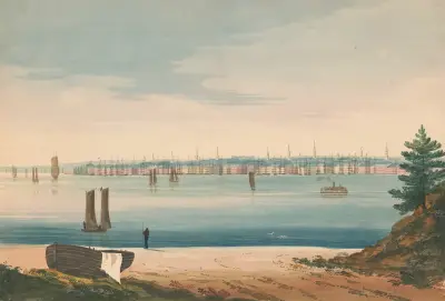 View of New York from Brooklyn Strand av John Rubens Smith