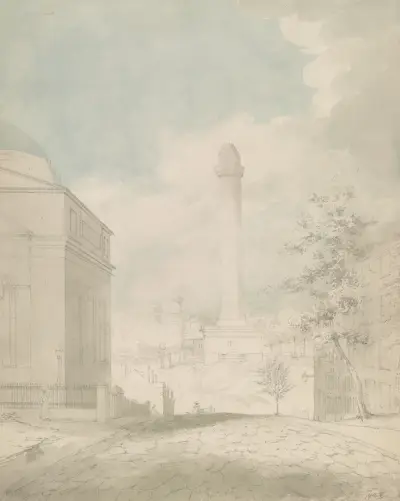 Washington Monument looking north on Washington Place in Baltimore, Maryland av John Rubens Smith
