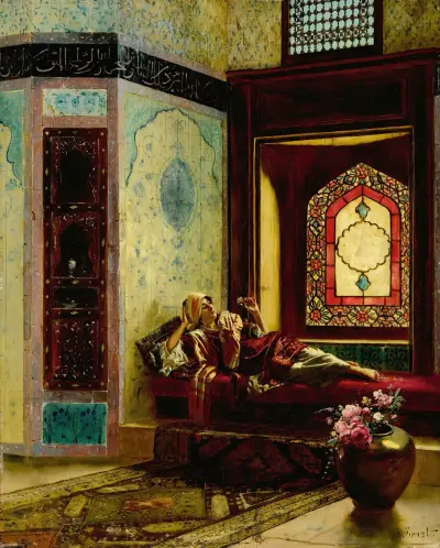 Unavená orientální dáma s růží, Rudolf Ernst