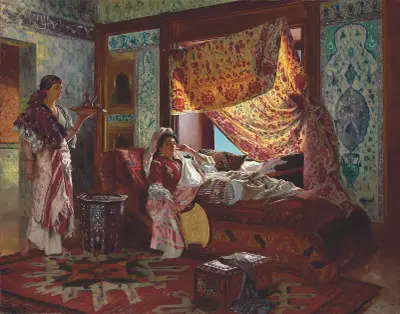Taking Tea In The Harem av Rudolf Ernst
