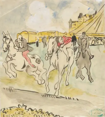 Galloping Riders in Front of a Big Top av Rudolf Grossmann