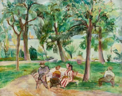 Trädgård i Langenargen med Hans Purrmann av Rudolf Grossmann