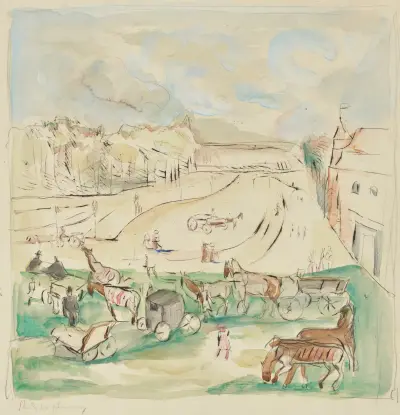 Skiss till Grunewaldbanan av Rudolf Grossmann