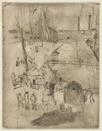 Husvagn vid floden (Holland) av Rudolf Grossmann