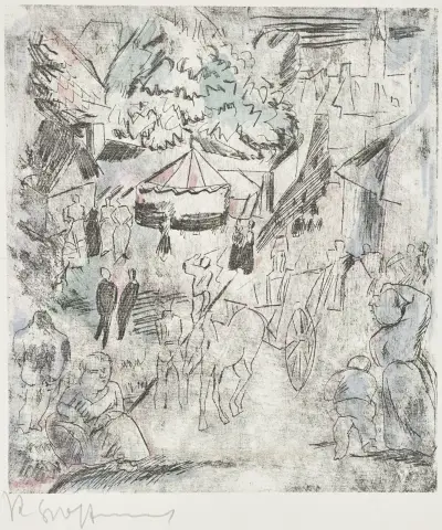 Cirkustält på nöjesfält av Rudolf Grossmann